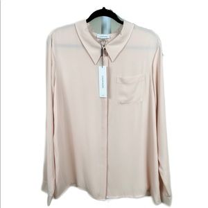 NWT Calvin Klein Long Sleeve Blush Blouse